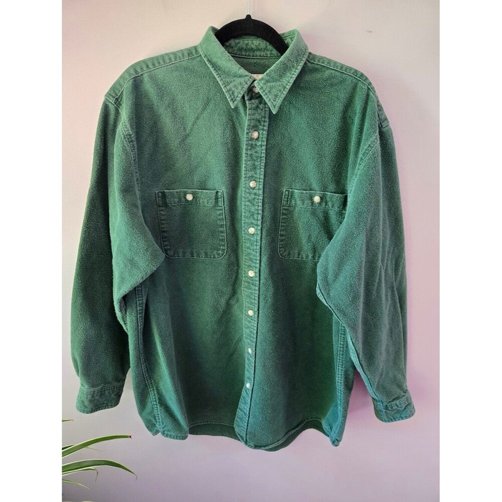 Eddie Bauer Men's Tall Large Green Flannel Shirt